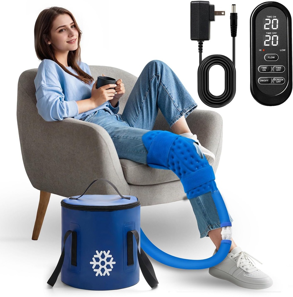 Koude therapie machine, ijsmachine voor knieverzorging na-surgery, knie replacement Recovery Equipment Aids Pack, Cryotherapie systeem w/compressie wrap pad voor enkel, voet, ACL Relief