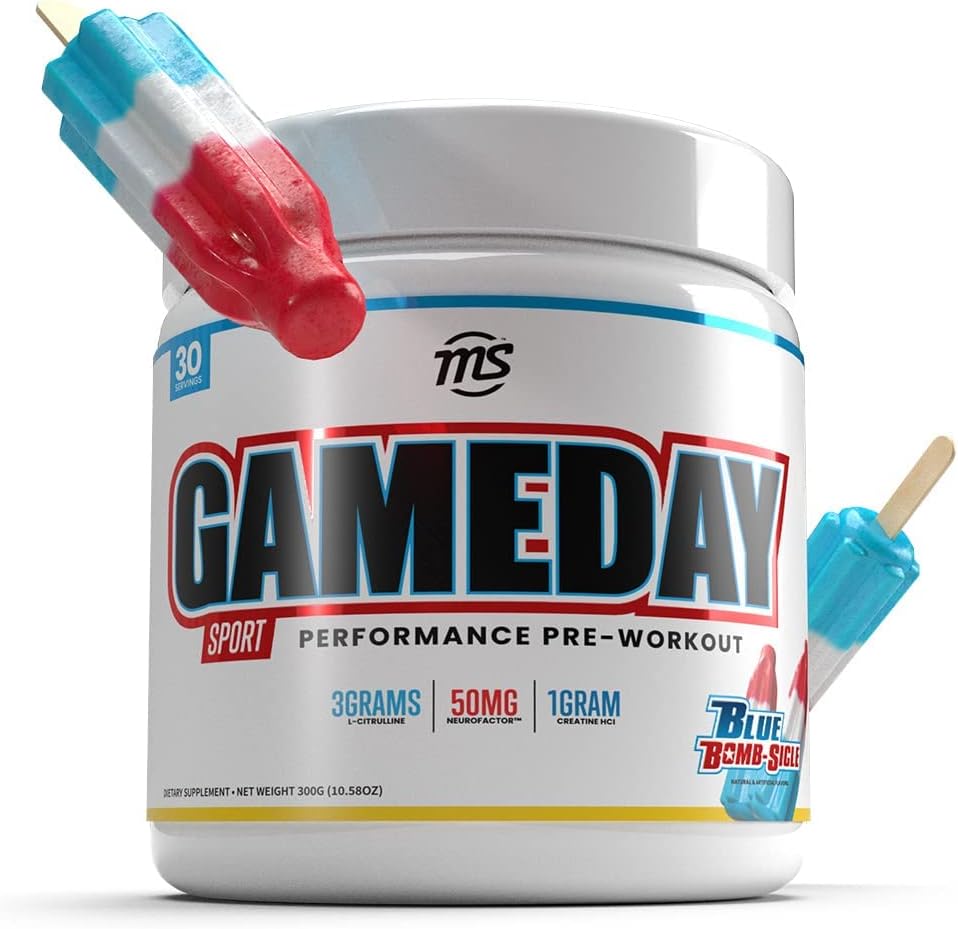 Journée de jeu sportif homme - Sport pré-entraînement, Blue Bombsicle aromatisé boisson énergétique mélange avec caféine naturelle, 300g, 30 jours approvisionnement