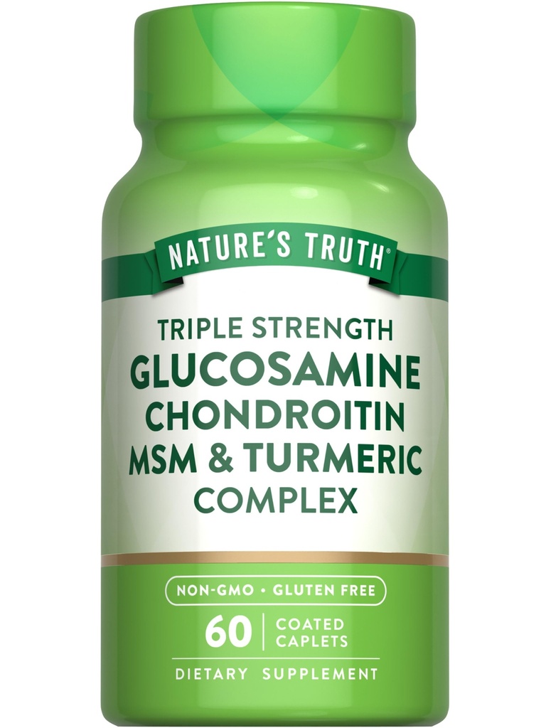 Nature's Truth Glucosamine Chondroïtine Complexe MSM 60 Caplets avec la formule triple force de Turmeric.