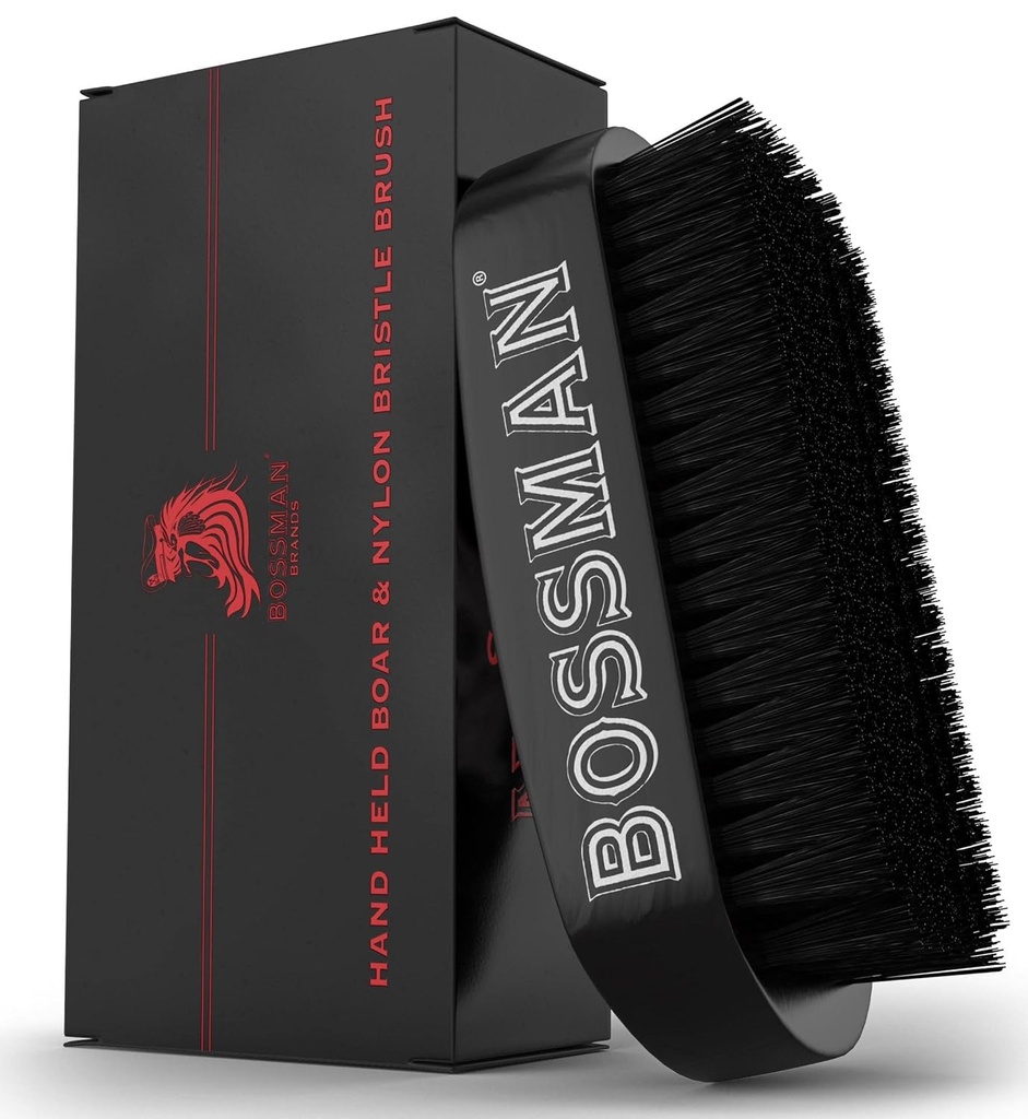 Bossman Baardborstel voor mannen - Handheld Boar & Nylon Bristle Brush - Ontwarrende borstel voor baard en haarverzorging
