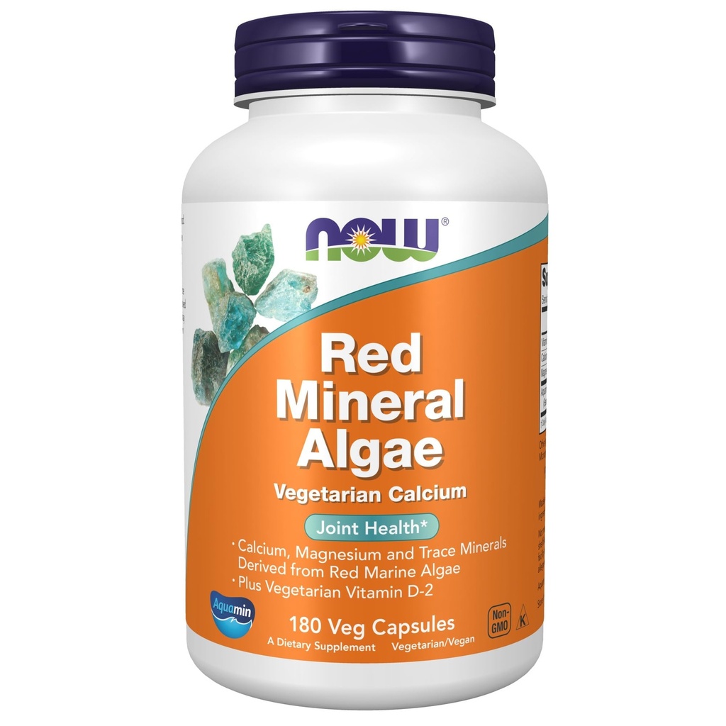 MAINTENANT Compléments alimentaires, Algae Minérale Rouge Plus Vitamine D-2, Hygiène articulaire*, 180 gélules