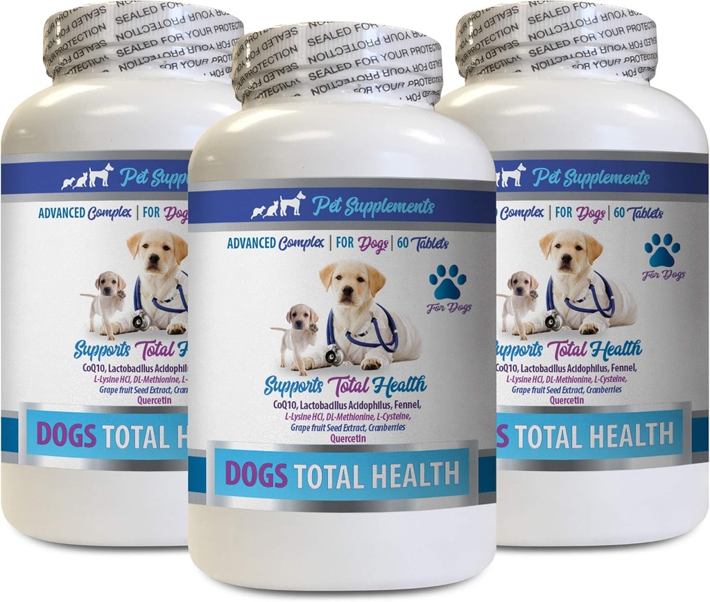 PET-supplementen & NUTRITION LLC Ondersteuning van hondenoogvitaminen - Honden Totale gezondheidscontrole - Immuunondersteuning - Hair Skin Nails Oral Eye Health Formula - Calcium voor hondenvoeding - 3 flessen (180 Treats)