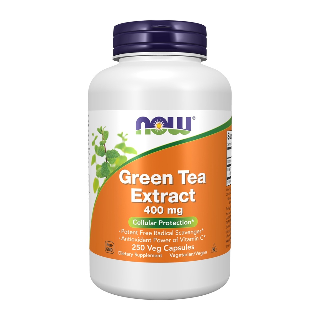 NOW Foods Supplementen, Green Tea Extract 400 mg met vitamine C voor Dieet, Cellulaire Bescherming*, 250 Veg Capsules
