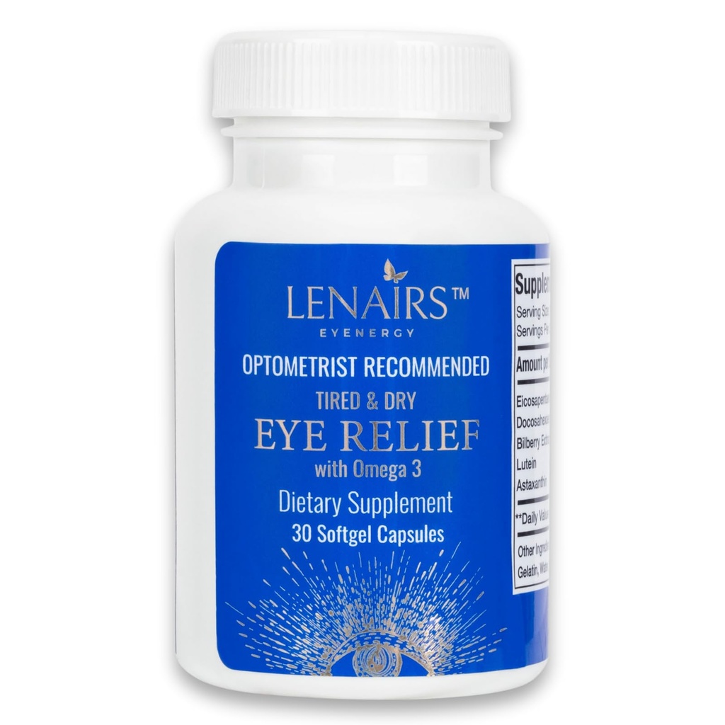 Softgels - Soulagement des yeux fatigués et secs avec Omega 3, EPA & DHA, Bilberry, Lutéine, Astaxanthine, Nutriments essentiels pour la santé des yeux, pour la souche des yeux, Fatigue des yeux numérique, sans gluten