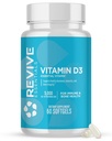 Supplément Vitamine D3 de MD revive, 5000 UI - Cholecalciferol de haute puissance pour le support immunitaire, l'absorption de calcium, la santé osseuse et musculaire - Supplément alimentaire non-OGM sans remplissage - 60 Softgels