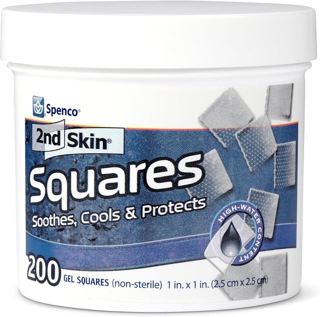 2nd Skin Dressing 1" Squares (200 Count) - Blister Pads for Feet & Body - Cool Gel Relief Patches - 95% Water Formule - Non-Stick Chafing Protection - Draagbare Eerste Hulp voor Atleten & Wandelaars