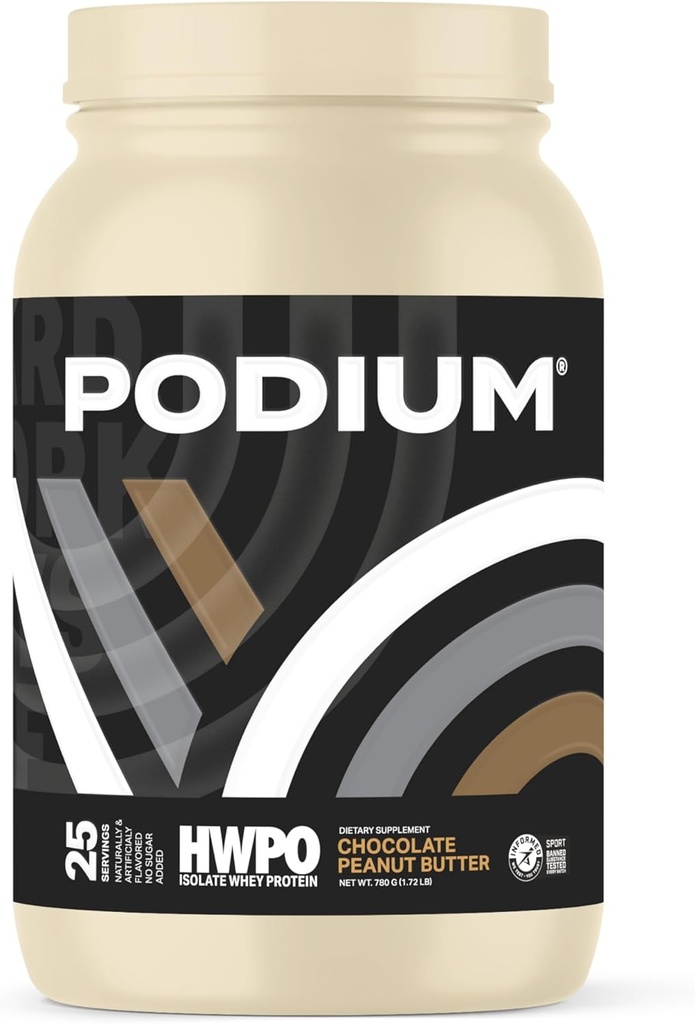 Podium Voeding x HWPO Training Wei Proteïne Poeder, Chocolade Pindakaas, 20g Proteïne Per Serveren w/Digestieve Enzymen, Wei Proteïne Isolaat, Glutenvrij, Low Carb & Sugar, 25 Servers