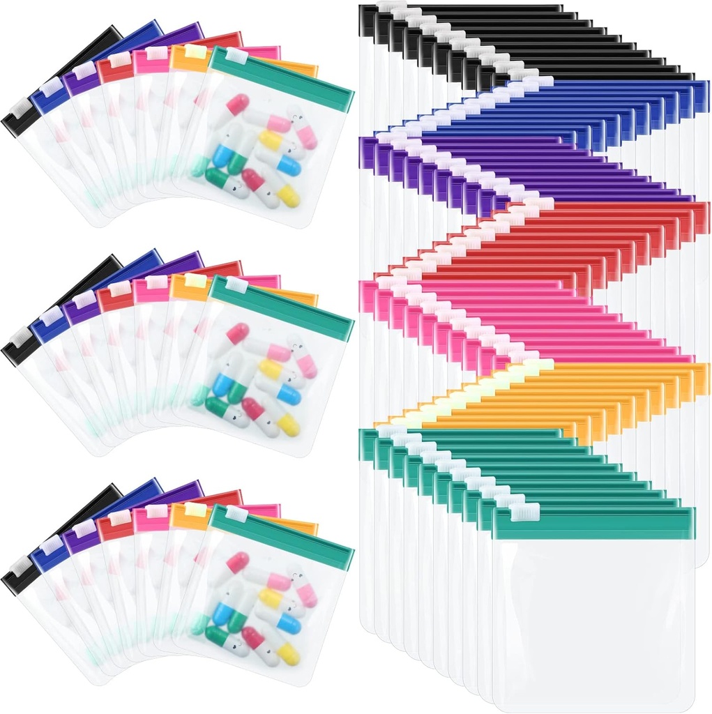 70 Stuks Weekly Pill Pouch Tassen Zippered Herbruikbare Geneeskunde Organisator Set Zelfverzegeling Geneeskunde Organisator Travel Plastic Pill Tassen met schuif slot voor kleine items Opslag(Classic)
