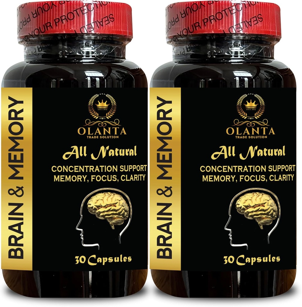 Hersengeheugenondersteuning - Hersenfunctie en alertheid, verhoogt cognitieve prestaties en hersenfunctie, concentratie en concentratie, geheugenverbetering - 2 flessen 60 capsules