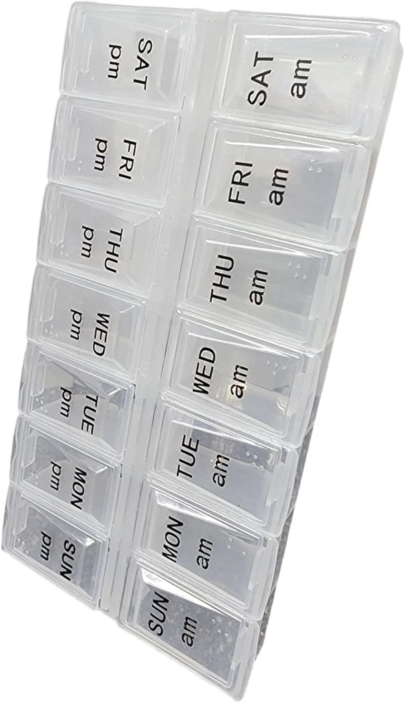 Twee keer per dag Pillen Organisator, Weekly Dag en Nacht Pillen Container, Dag en Nacht Medicijnen of Vitamine voor Morgen of Nacht PM Separatie (12)