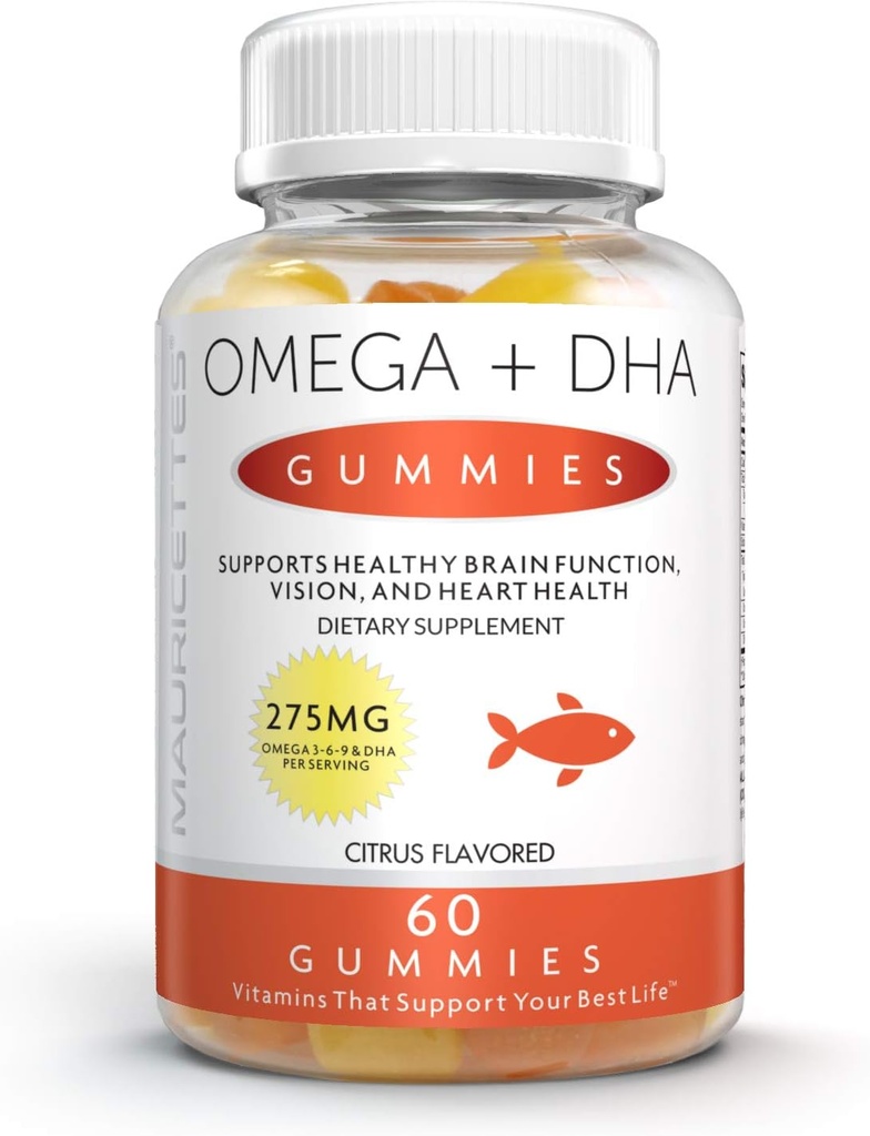 Burpless Fish Oil Gummies with Omega 3 6 & 9 Plus DHA for Kids & Adults - Brain, Memory, Focus, and Immunity Booster - Non-GMO, Glutenvrij, Gelatinevrij