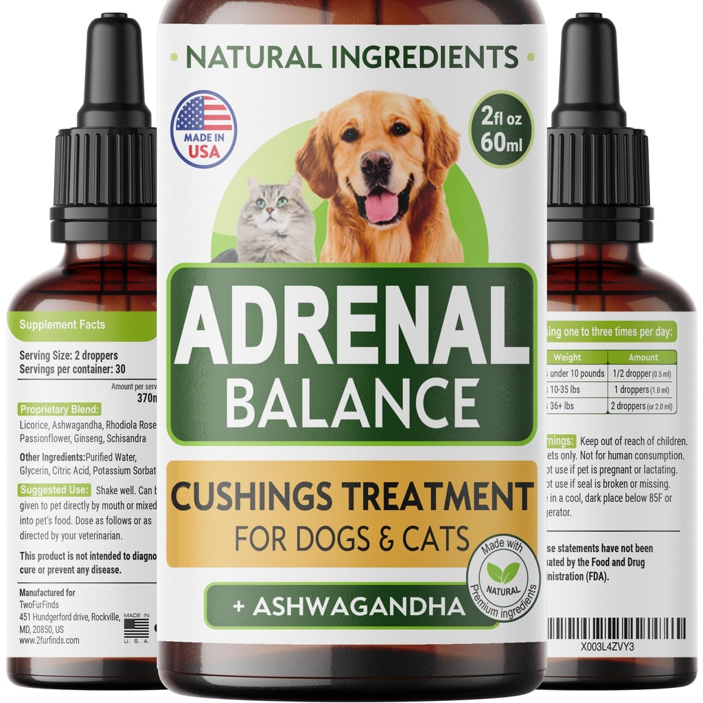 Аdrеnаl Balance for Dogs and Cats - Cushings Treatment for Pets, Аdrеnаl Support w/Ashwagandha, Licorice Root, Rhodiola Rosea 