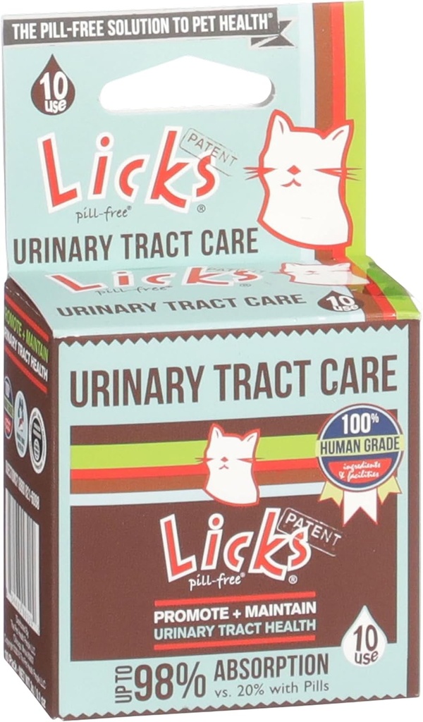 Licks Pill-Free Cat Urinary Tract Care - Cat Uti Care and Prevention Gel Packets - Urinary Tract Infection Supplement for Cats - Omega 3 Fish Oil and L-Lysine Supplement - Gel Packets - 10 Gebruik