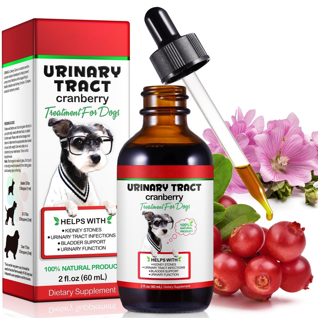 Tract urinaire pour chiens, traitement de l'infection par le tract urinaire pour chiens avec support pour canneberges Tract urinaire et vésiculeuse, support pour la pierre rénale et chien UTI, supplément pour chien Cranberry Supplément pour chiens - 60 ml