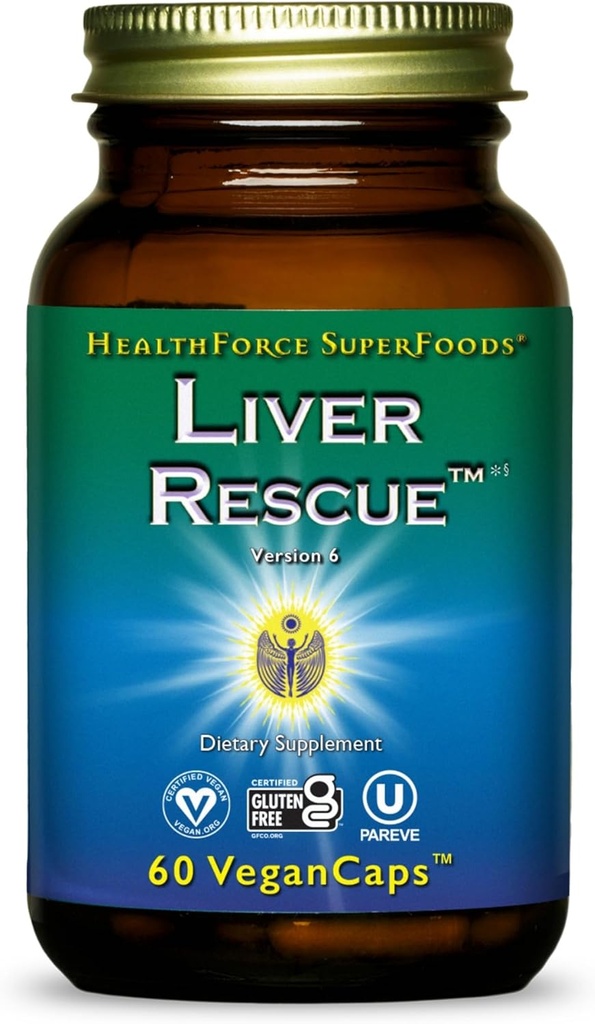 HealthForce SuperFoods Liver Rescue - Natuurlijke Lever Reiniging - met melkdistel & Dandelion Root - Glutenvrij & Veganistisch - 60 Capsules