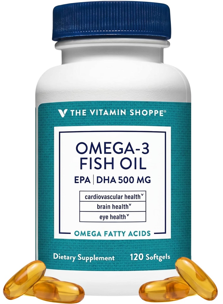 De Vitamine Shoppe Omega 3 Visolie 1000mg, EPA 300mg & DHA 200mg, Zuiverheid Assured, Moleculaire Gedistilleerd ter ondersteuning van cardiovasculaire, gewrichts- en hersengezondheid (120 Softgels)