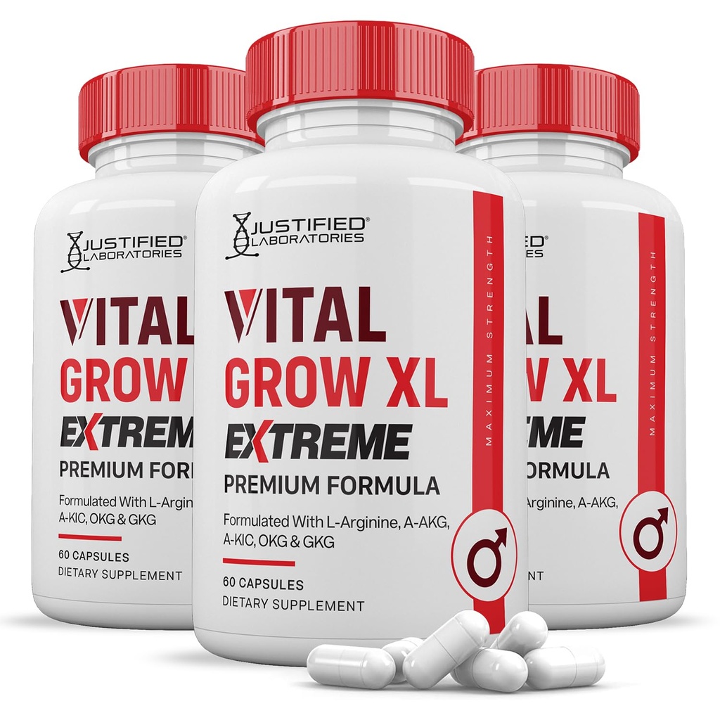 (3 Pack) Vital Grow XL Extreme Pills 1600MG Premium Formula Proprietary Blend for Men's Health 180 Capsules