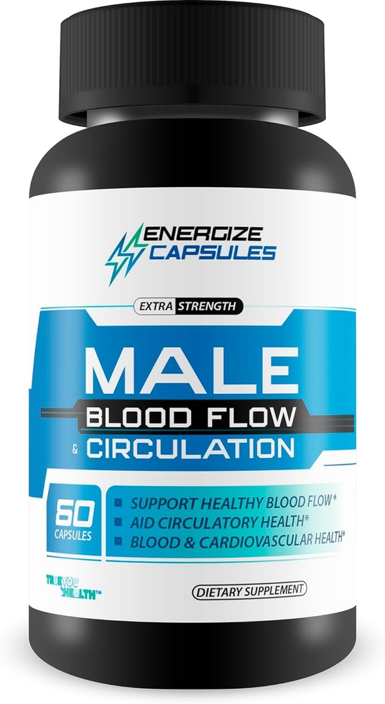 Energize Capsules - Notre meilleur support de circulation sanguine masculine - Suppléments de circulation sanguine - Pilules mâles de soutien circulatoire - Formule améliorée de capsules pour la mauvaise circulation