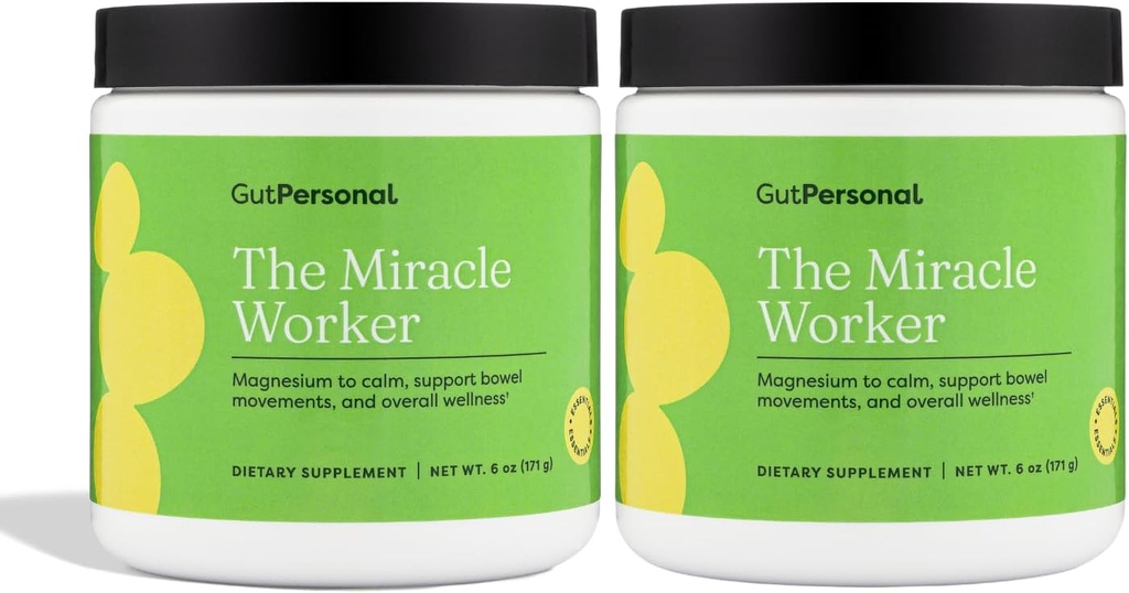 The Miracle Worker Magnesium Powder Supplement: Verminder stress en verbetering van de slaapkwaliteit en de regelmaat tijdens het verlichten van spierkrampen, aardbei smaak, 60 porties Totaal, 2 Pack