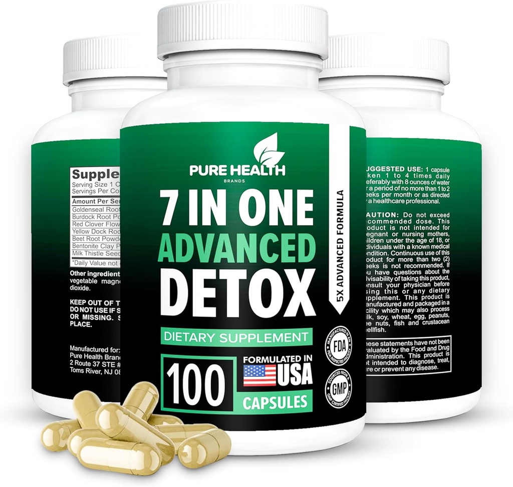 Extra sterkte Snelle acting 7-in-ONE Geavanceerde formule - volledige lichaamsreiniging - Detox & Leverreiniging - Detox & Lever Reparatie, Alle natuurlijke toxines Verwijderaar, Gezonde Reiniging Ondersteuning voor Lever (100 Capsule)