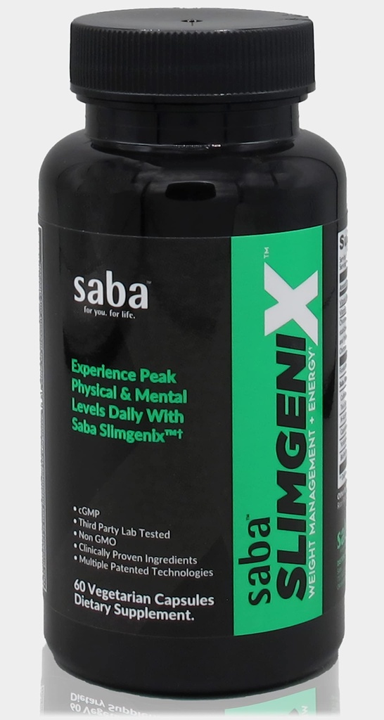 Saba SlimGenix -Energie, Weight Management, Apetite Control, Focus, Fat Burner met Branded, Gepatenteerde & Clinical Proven Ingredients-60 Capsules