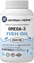 Triple Strength Omega 3 Fish Oil 3000 mg EPA & DHA, 2520 mg omega 3 vetzuren 1440mg EPA + 960mg DHA Best Essential Fatty Acids Premium Burpless Softgel Supplementen (90)