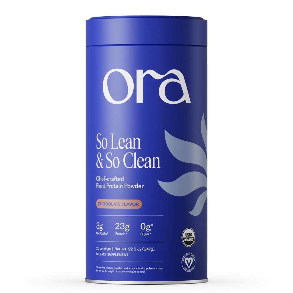 Ora Organic Vegan Protein Powder - 23g Plant Protein for Women and Men - Chocolate Flavor 20 Servings, Bloat-Free, Gluten Free, Non-GMO, Geen kunstmatige zoetstoffen
