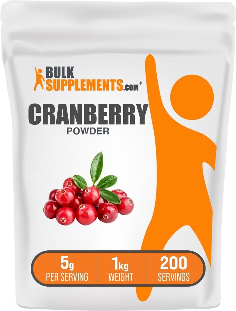 BulkSupplements.com Cranberry Powder - Cranberry Supplements for Women & Men, Air dryed Cranberrys - Unsweeted & Gluten Free, 5g per Serving, 1kg (2,2 lbs) (pack of 1)