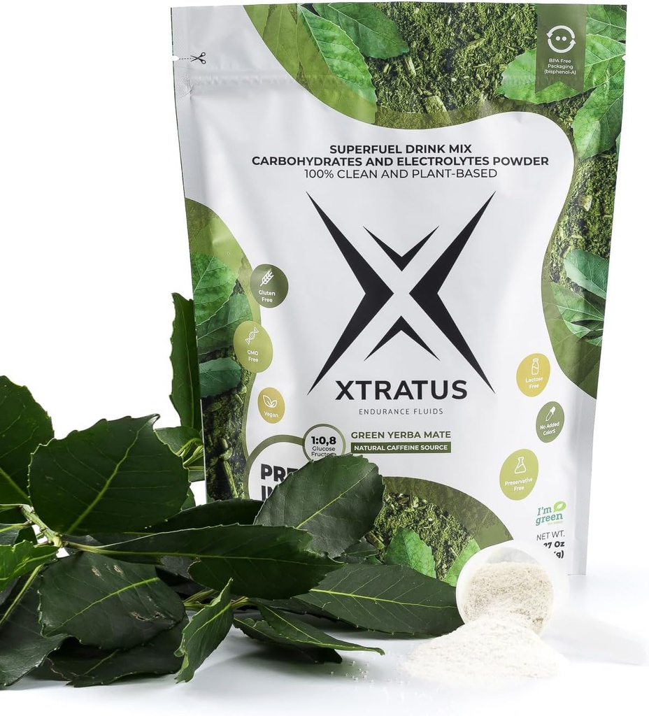 Green Mate (Caffeine) - boisson d'énergie sportive avec des glucides et des électrolytes. Source naturelle de caféine. Pré et Intra Formation 100% Naturel. 35,27Oz.
