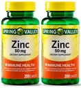 Spring Valley - Zinc 50 mg, 200 Ct 2 Pack Zinc supplement Spring Valley supplement is Suitable for Daily Intake.