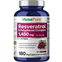 NusaPure Resveratrol & Polyfenol Complex 1450mg 180 Vegetarische caps (Non-GMO, Vegan) Vitamine C
