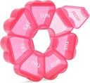 Organisateur hebdomadaire de pilules rose, boîte à pilules 7 jours, cas quotidien de vitamine avec compartiments de grande capacité, contenants de pilules pour la médecine de l'huile de poisson et autres suppléments