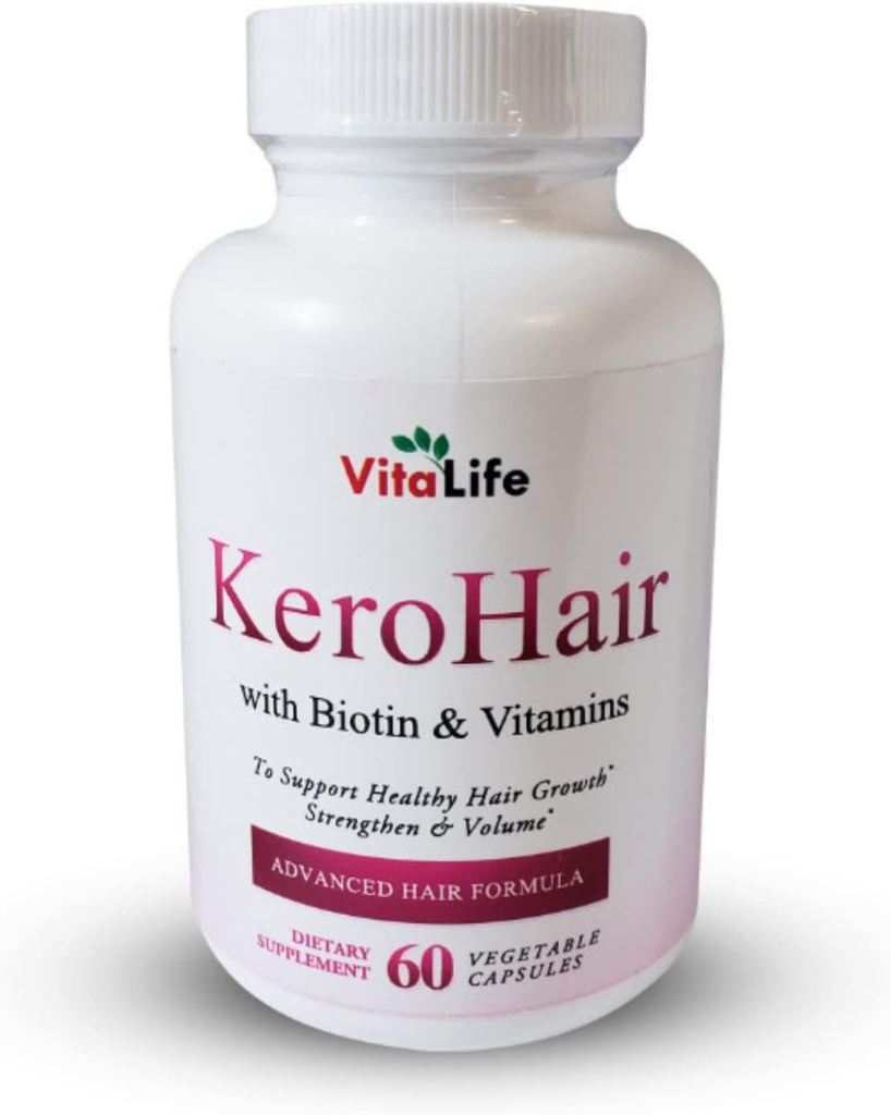 KeroHair Complete Supplement met Vitaminen en Biotine I 60 Capsules voor Sterke en gezonde haargroei - voorkomt haaruitval goedgekeurd* Verrijkt met Extra Biotine en Vitamine B