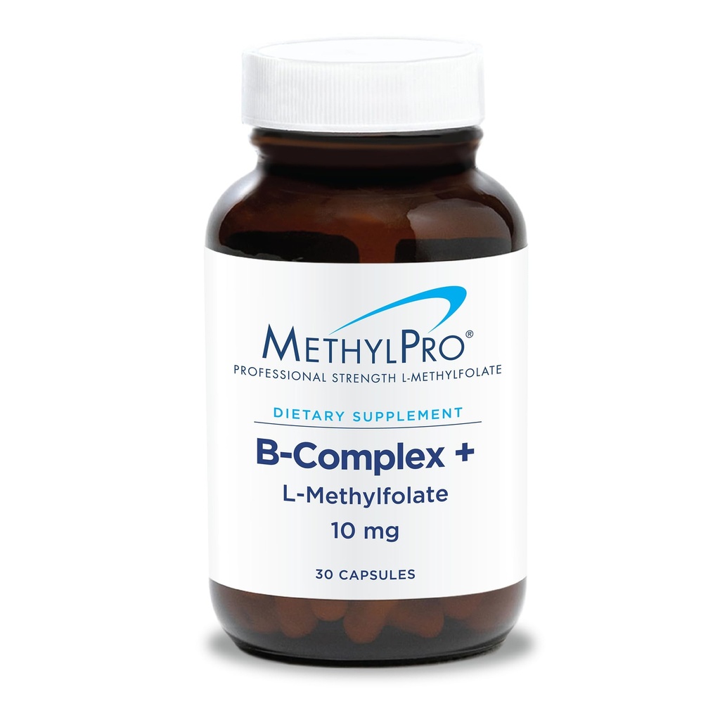 MethylPro B-Complex + L-methylfolaat 10 mg - Gemethyleerd vitamine B-complex voor vrouwen en mannen, Cellular Energy Support met Folaat, Niacin en Biotin, VIT B-supplement - 30 Vegan Capsules