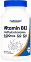 Nutricost Vitamine B12 (Methylcobalamine) 5000mcg, 120 capsules - Vegetarische caps, Non-GMO, Glutenvrij B12 supplement