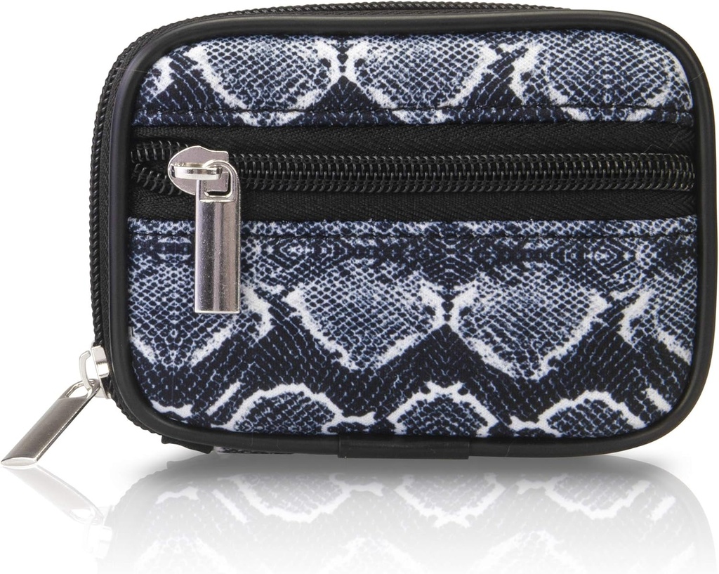 Made Easy Kit Pill Case - Medicine Organizer Box with Removable Seven-Day Vitamin & Supplement – Compact Travel Ready Dispenser in Pouch Holder with Zippered Pocket (Snake Skin)