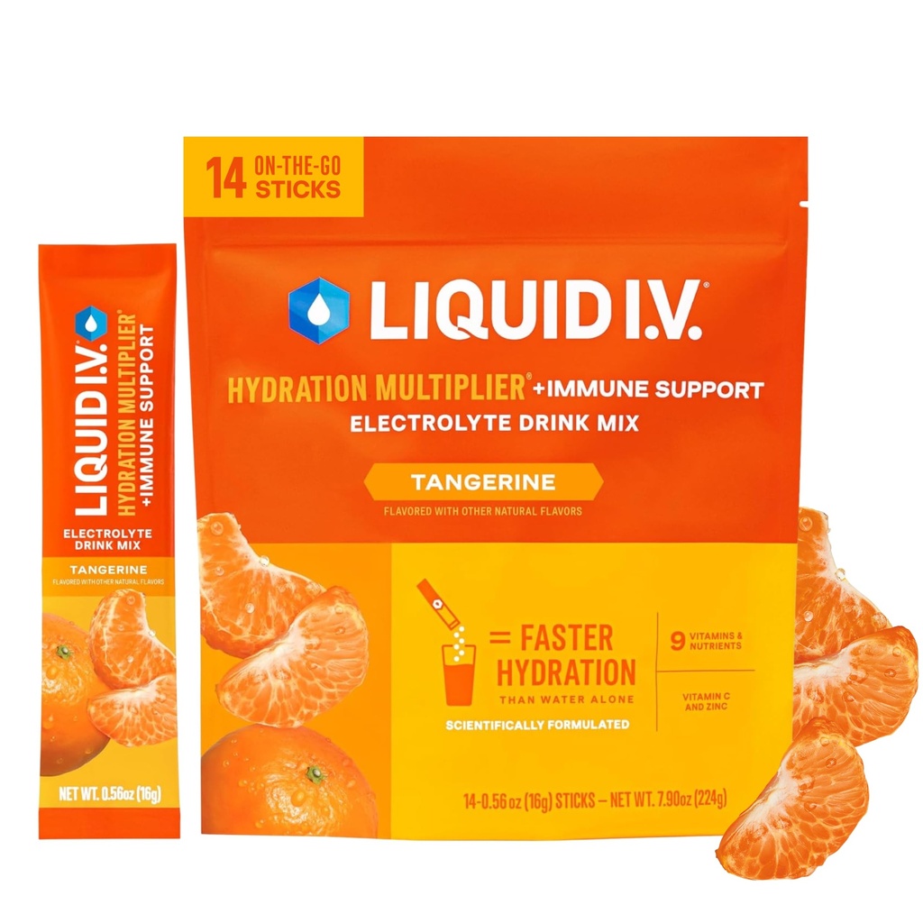 Liquid I.V.® Multiplieur d'hydratation +Immune Support - Tangerine (en anglais seulement) Mélange de poudre d'électrolyte (en anglais seulement)