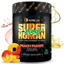 ALPHA LION Pompe Superhumaine Poudre de pré-entraînement, Nootropic Caféine & Stim Supplément gratuit de pré-entraînement, Booster d'oxyde nitrique, Muscle Gainer, Énergie et Focus (42 Serviettes, Peach Pumps Flavor)