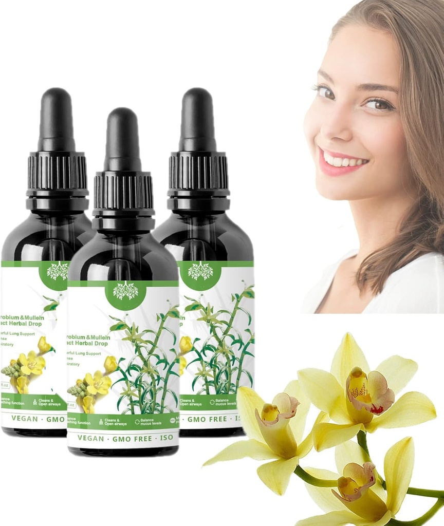 Dendrobium & Mullein Extract - Krachtige Lung Support, Heldere adem Dendrobium & Mullein Extract Kruidendruppels, Kruidendruppels (3 st)