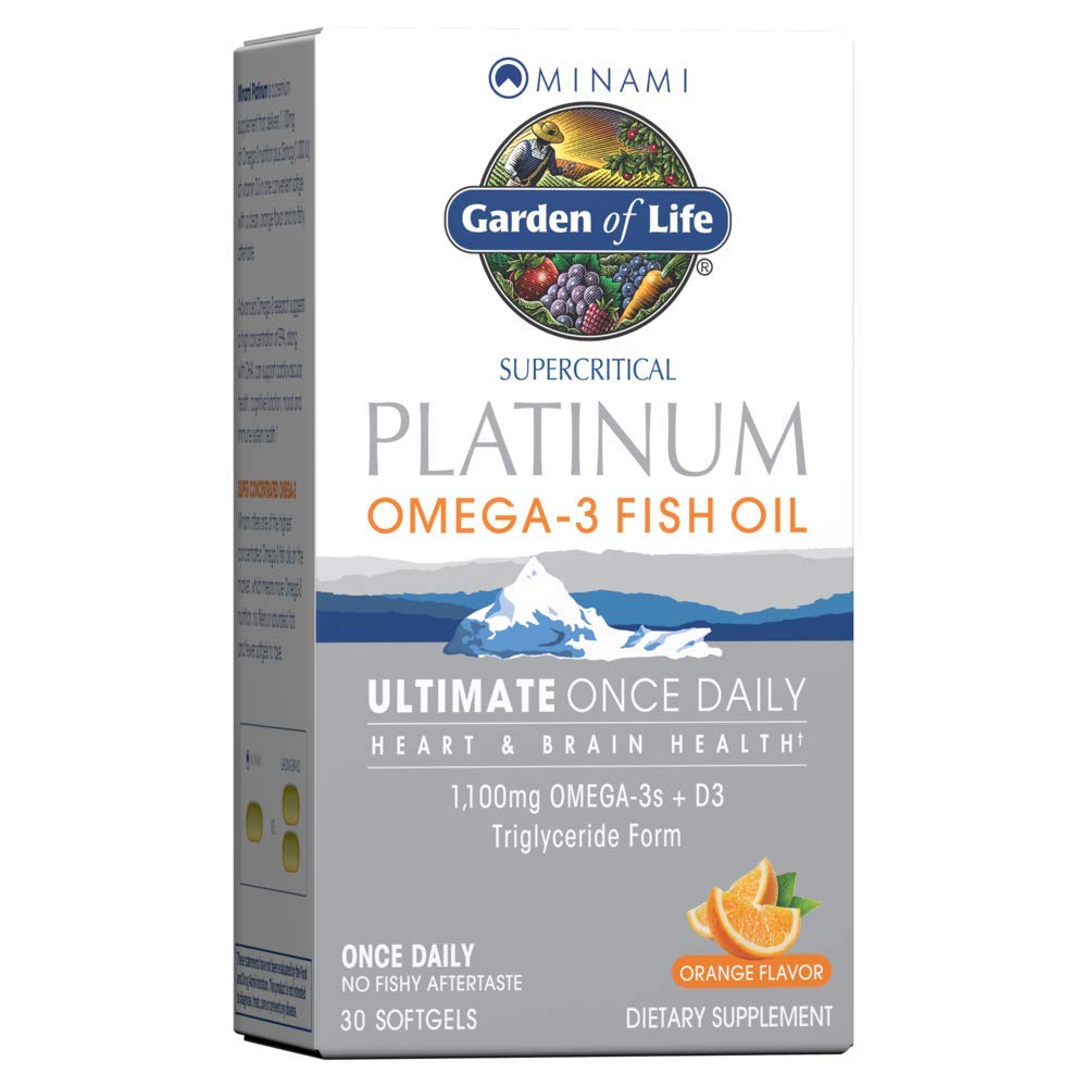 Garden of Life Minami Supercritic Platine Omega 3 Supplément huile de poisson - Orange, 30 Softgels, Ultime une fois par jour huile de poisson Omega 3 pour la santé du coeur et du cerveau, 1100mg Omega-3s + 1000 UI Vitamine D3