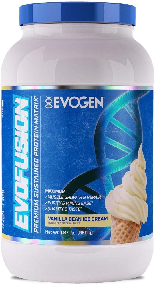 Evogen Evofusion - Sustained Protein Powder | Supports Muscle Growth & Repair | Whey Protein, Micellar Casein, MCT Oil | Vanilla Bean Ice Cream | 25 Servings