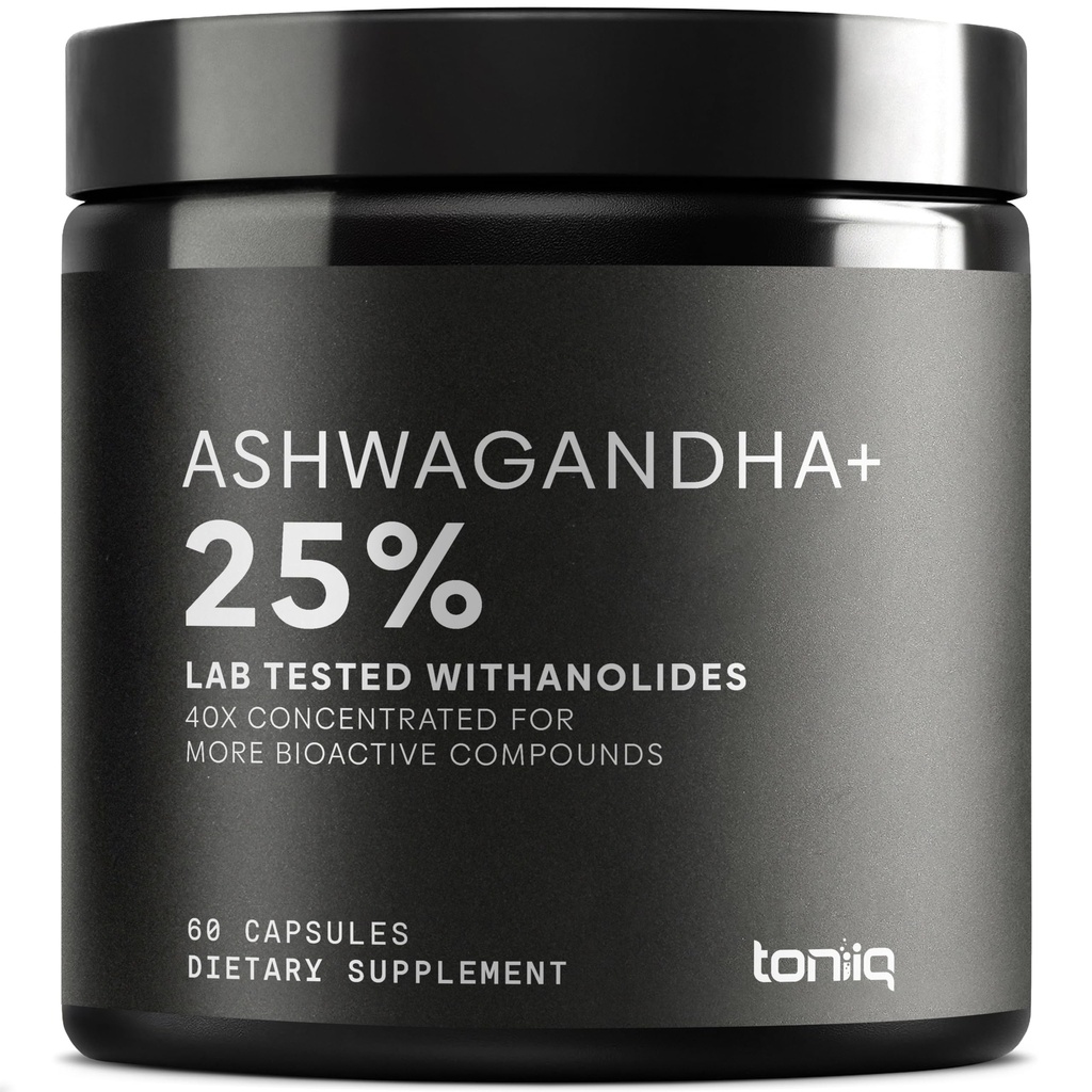 Ashwagandha - Ultra haute puissance 40:1 Extrait avec 25% de Withanolides - Sauvage récolté en Inde - Laboratoire hautement concentré et tiers testé - 60 Capsules