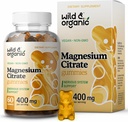 Wild & Organic Magnesium Citrate Gummies 400 mg - Relaxing Chewables for Calm and Mood - Calming Magnesium Citrate Supplement - 60 Vegan, Non-GMO Powder Based Chews