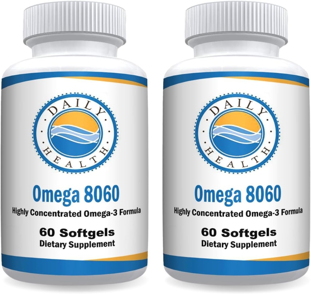 Omega 8060 2400mg Omega 3 Huile de poisson joint complément de santé 60 softgel - 2 mois d'approvisionnement - 2pk