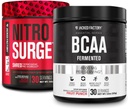Ge Jacked Factory Nitrosurge Shred Thermogenic Pre-workout in Black Cherry & BCAA in Fruit Punch voor Body Recomposition, Muscle Building en Herstel