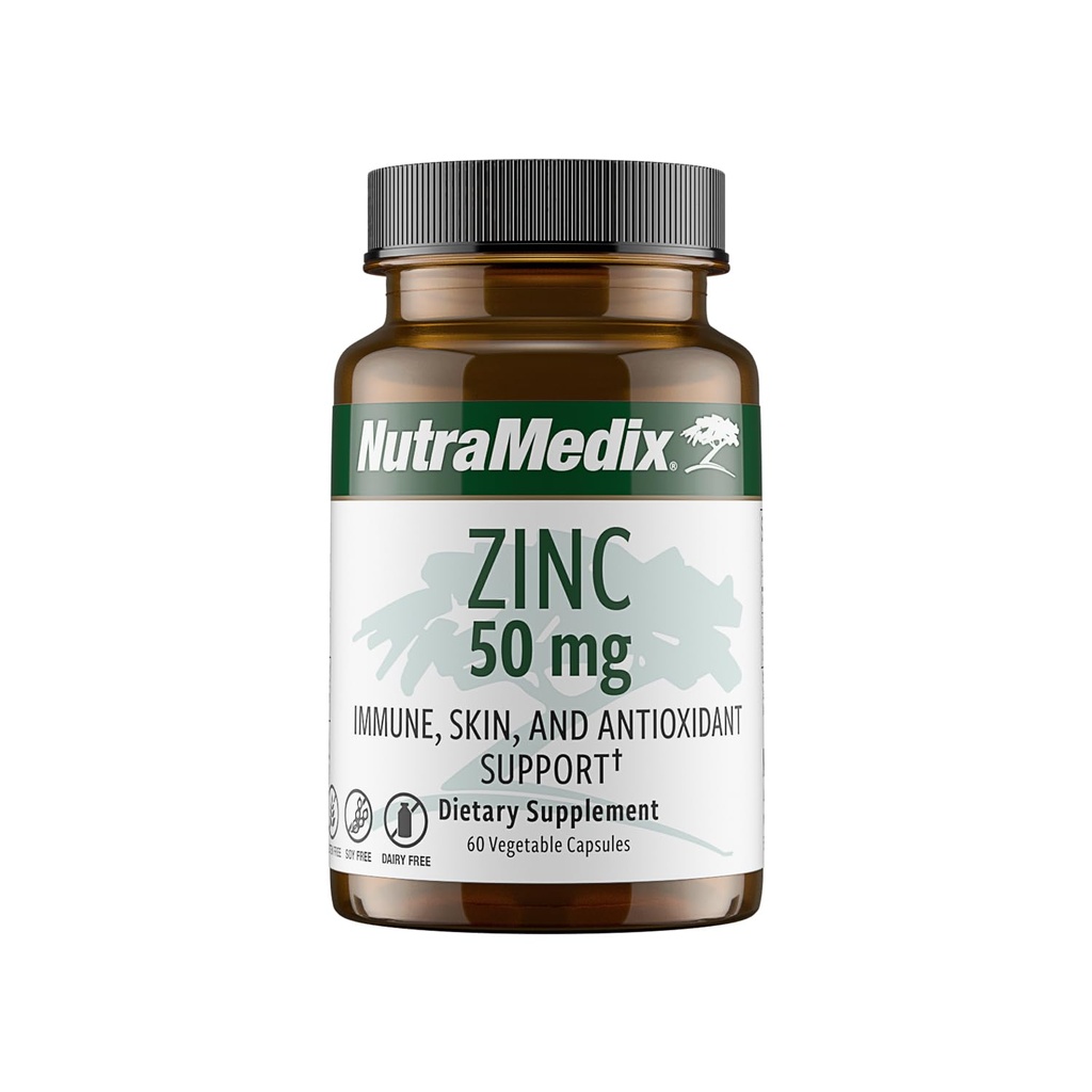 NutraMedix Zink 50mg - Supplementen voor een gezonde Immune Defense, Skin Health & Antioxidant Ondersteuning - Eenvoudig te onderscheiden Zink voor Immune Health (60 Capsules)
