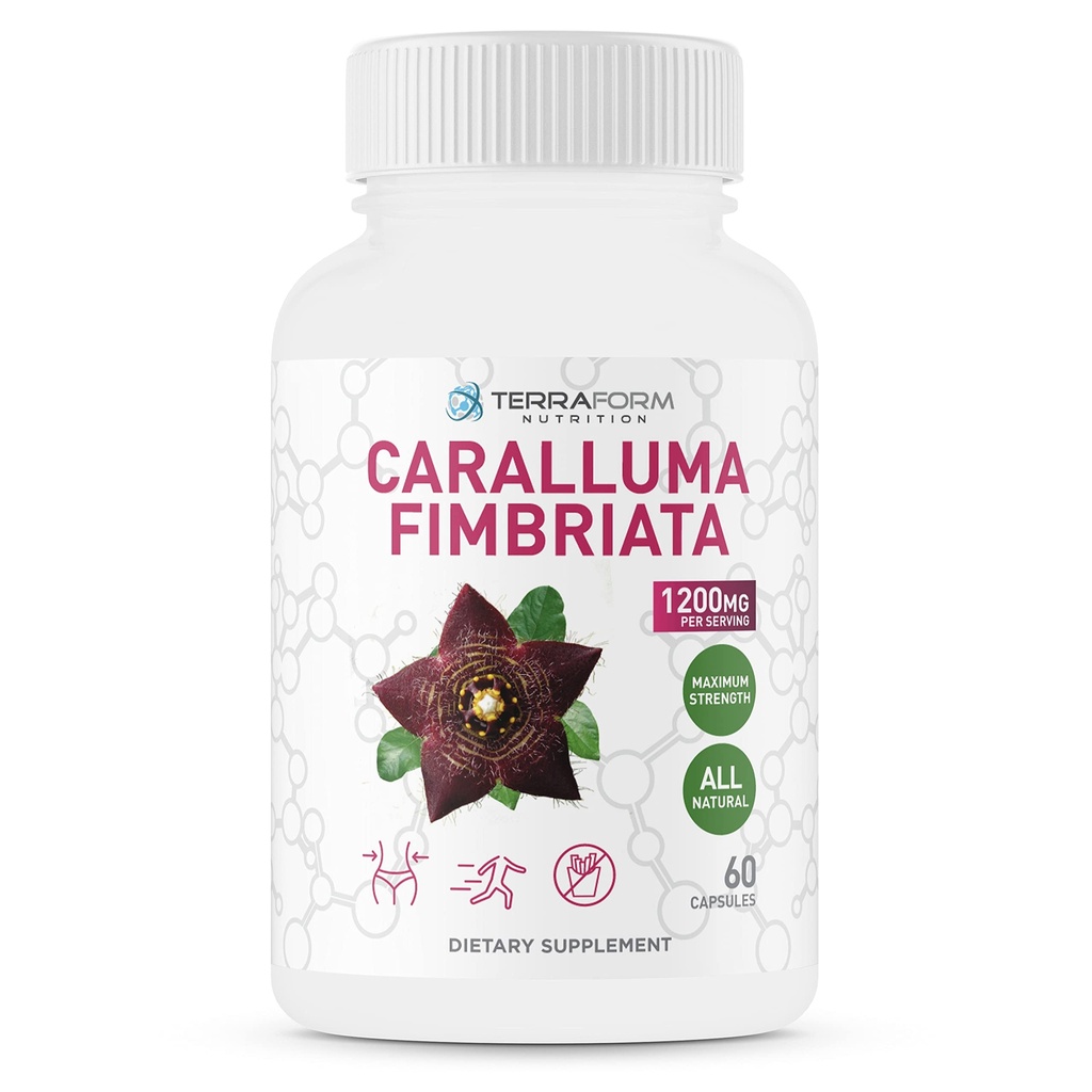 Caralluma Fimbriata - 100% Pure - Supplément de perte de poids Max Strength - 1200mg - Suppresseur d'appétit naturel pour les femmes et les hommes - Booster de métabolisme - Fabriqué aux États-Unis - 1 mois