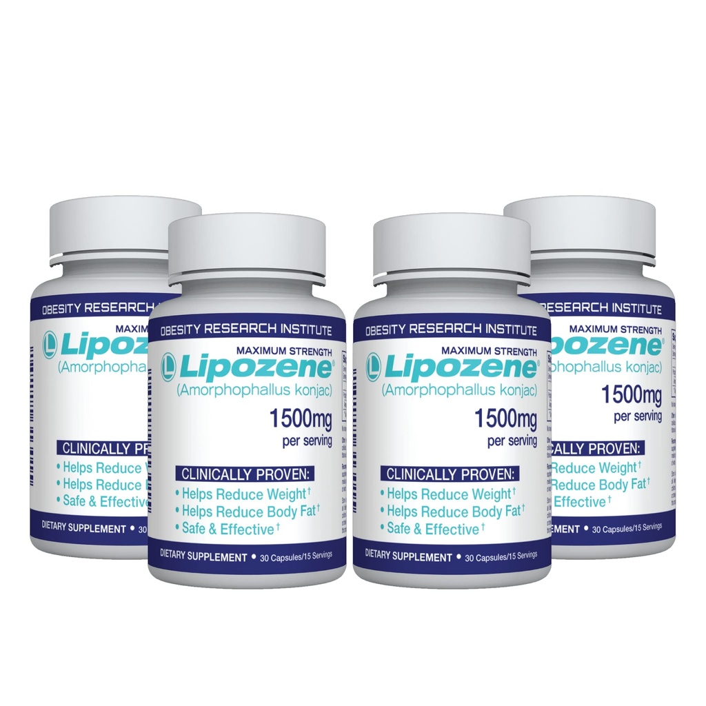 Lipozene Dieet Pillen - Gewichtsverlies Supplement - 4 Flessen 30 Capsules Elk, een totaal van 120 Capsules!
