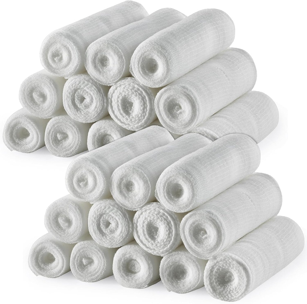 MEDca Gauze Bandage Rolls - (24 Pack) 4 in x 4,1 Yards Per Roll, Medical Grade Stretch Wrapping for Dressing All Types of Wounds and First Aid Kit (4-Inch, 24 stuks)