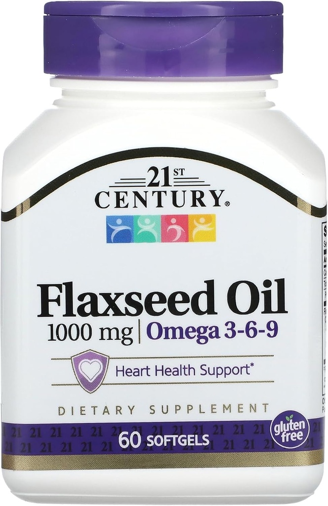 21st Century Flaxseed Oil 1000 mg Softgels, 60 Count (22407)